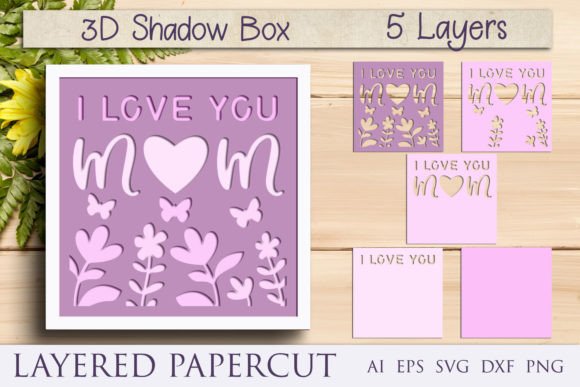 3D Layered Mom Shadow Box SVG