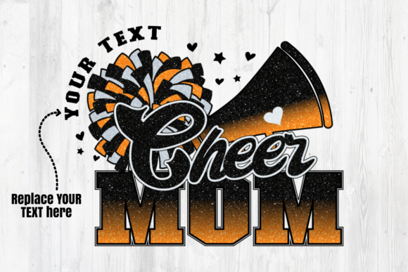 Cheer Mom Black Orange Sublimation