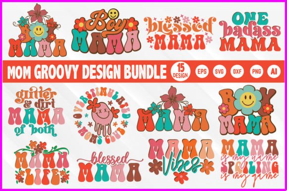 Mom Groovy Design Bundle