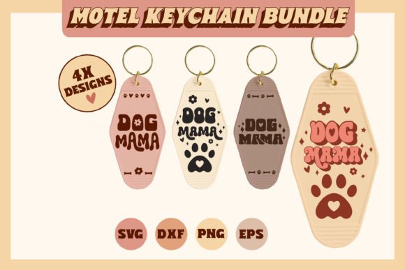 Retro Motel Keychain Dog Mama SVG Bundle